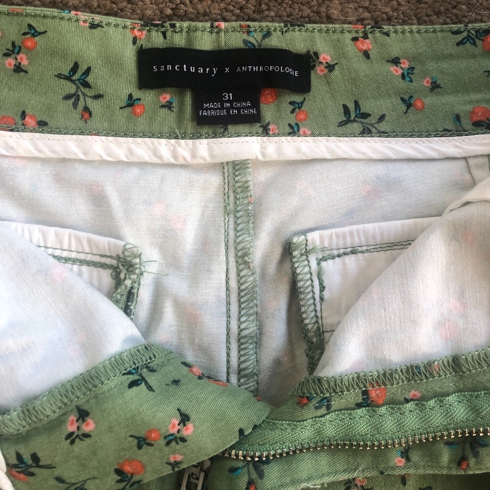 Sanctuary x Anthropologie | Odyssy green floral shorts | sz 31 | like new - Picture 4 of 4